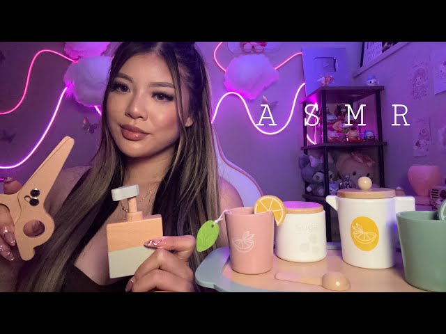 ASMR | Wooden Pampering🧴💄✂️ (skincare, makeup, haircut, layered sounds)