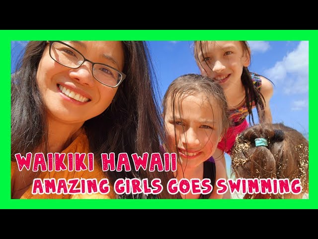 CUTE GIRLS GOES SWIMMING  #hawaii #waikiki