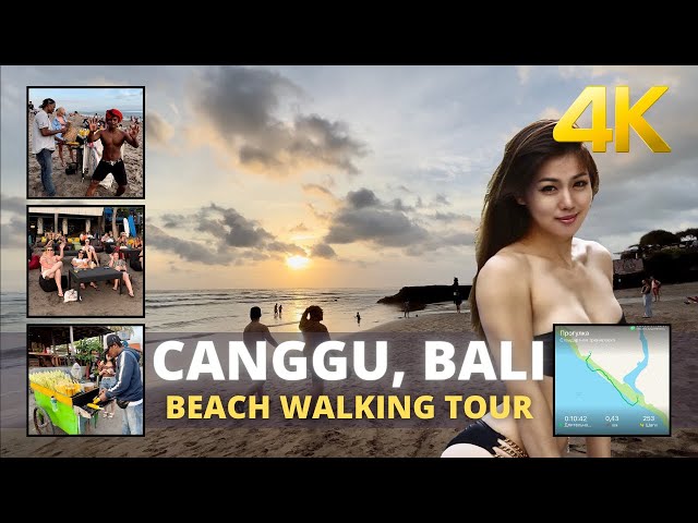 Beautiful Bali beach at sunset. CANGGU BALI INDONESIA: 4K VIRTUAL WALKING TOUR. Living in bali