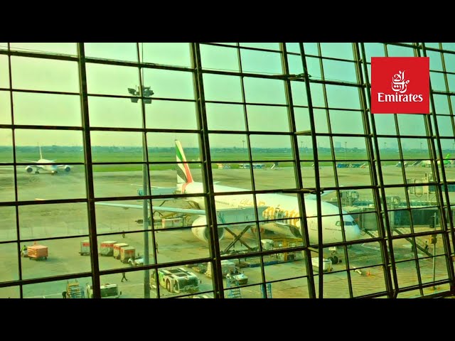 Emirates plane moves on the tarmac of Jakarta Airport to takeoff