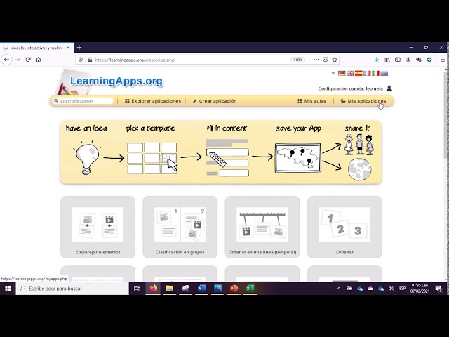 Introducción a la página de LEARNING APPS