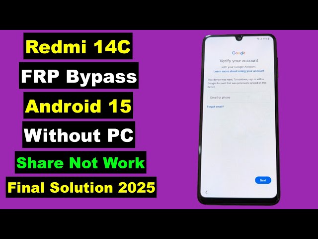 Redmi 14C FRP Bypass Android 15 Without PC | Redmi 14C FRP Unlock HyperOS 2.0 Android 15 | 2025