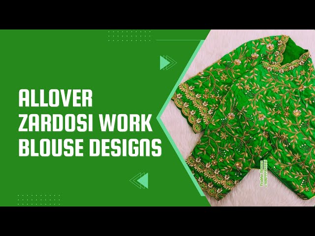 Parrot green zardosi work blouse designs / Prabhablouses / maggamwork