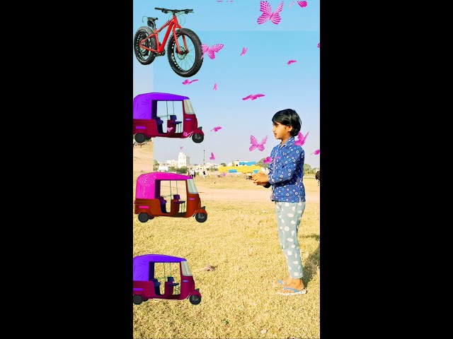 Multiple auto rickshaw  to cycle Toto scoty fu , Funny cow vfx magic video