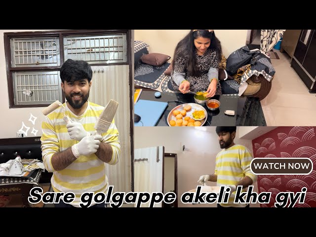 Paint mujhse krva k… sare golgappe akeli kha gyi🙂‍↔️🫠 #dailyvlogs #couple #love #funny #vlog