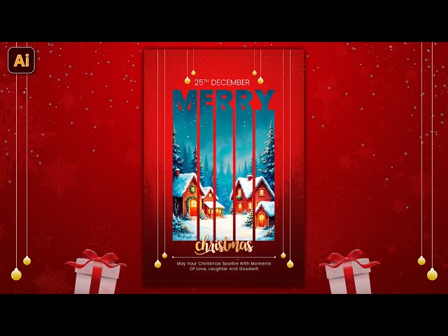 Modern Christmas Poster Design in Illustrator | Christmas Poster | Poster Design