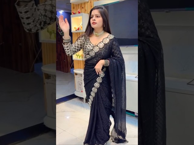 Designer viral black mirror work wedding saree | Rohit fashion club