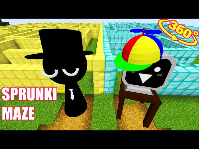 360° VR. INCREDIBOX SPRUNKI BLACK MAZE vs MR FUN COMPUTER in Minecraft!