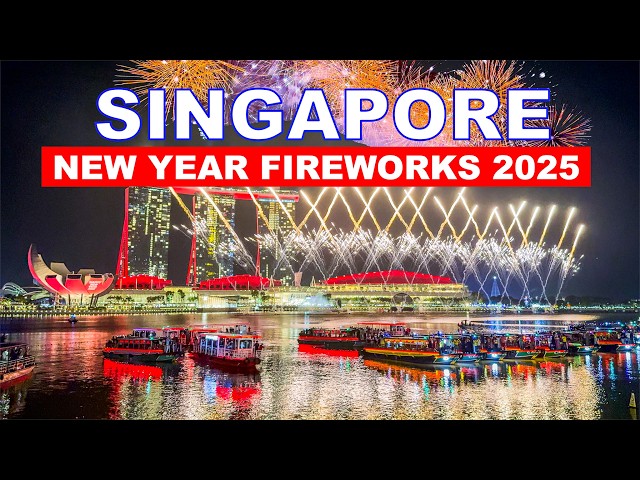 4K 🇸🇬 Singapore New Year Fireworks 2025 | Most Beautiful Non-Stop Fireworks of Singapore🎆🎇🥳