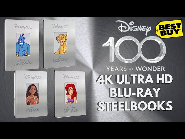 Disney 100 - Disney Best Buy 4K Steelbooks: Aladdin / The Lion King / The Little Mermaid / Moana