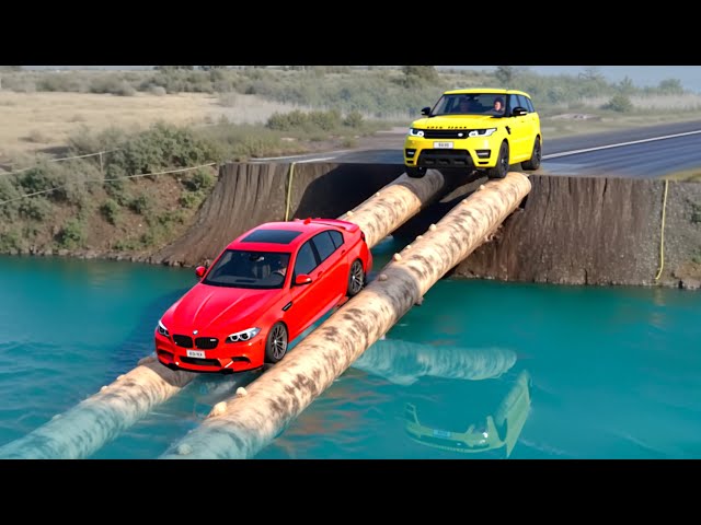 Cars vs Impossible Log Bridge Challenge in BeamNG Drive!