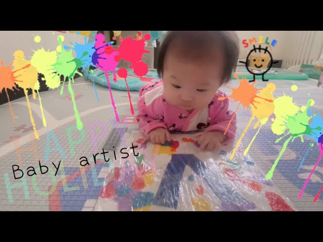 Baby Valerie sensory painting | 3 month+ little artist #babysensory #sensoryplay #babyplaytime #baby