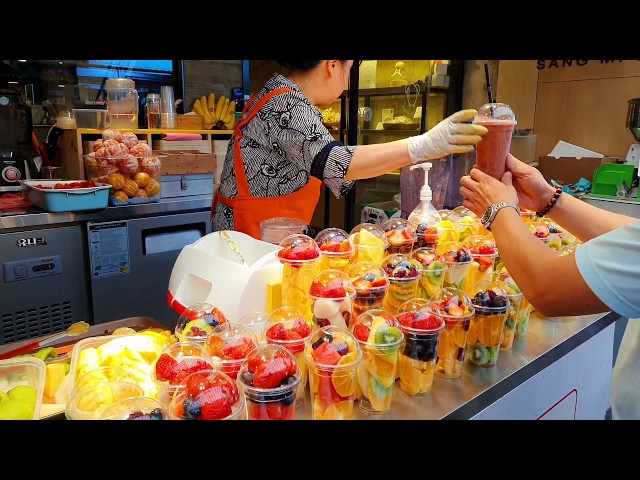 Korea street food real Fruit juice How to eat fruit