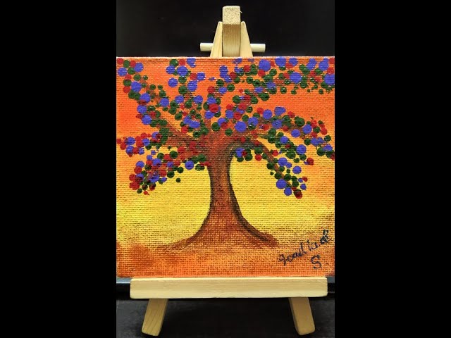 EASY PAINTNG | CANVAS PAINTING | FOR BEGINNERS | TREE | SUNSET |