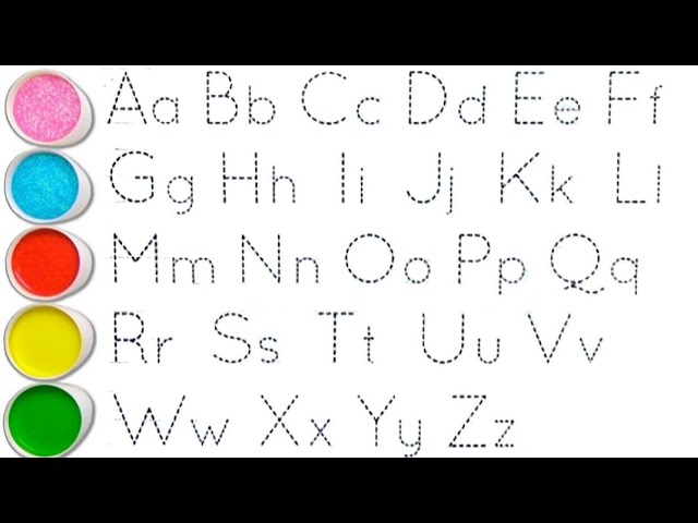 Alphabet, ABC song, ABCD, A to Z, Kidsrhymes, collection for writing alongdotted lines for toddler.