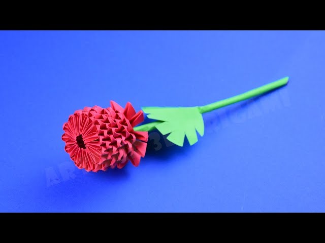 Origami flower rose from pieces of paper ♡ DIY How to make an origami flower 3D