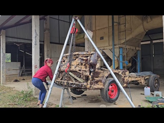 The girl who has repaired and restored the old car was abandoned for her neighbor.