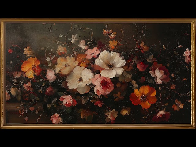 Enjoy this Outstanding Vintage Floral Wall Art | Gold Frame tv | TV Art Screensaver