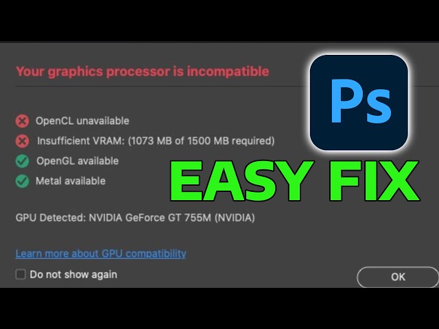 How To Fix Your Graphics Processor is incompatible on Photoshop 2025 (Graphics Card Processor Error)