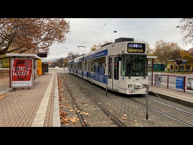 Mit der Straßenbahn 🚋Linie 2 durch Freiburg❤️Winter🎅🏻Schwarzwald🎄