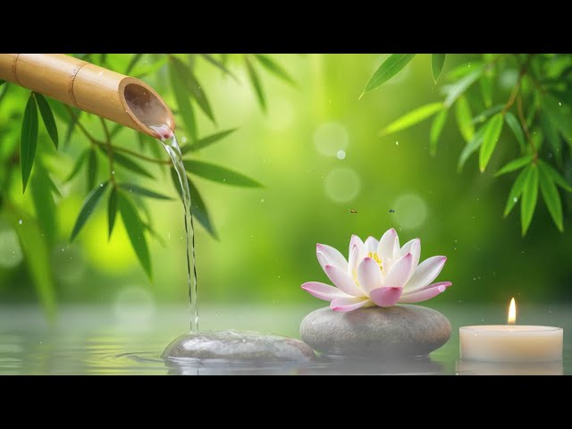 Relaxing Music with Bamboo Water Fountain🌿 Stress Relief Music, Sleep Music