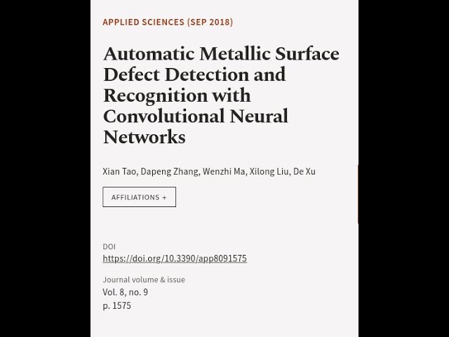 Automatic Metallic Surface Defect Detection and Recognition with Convolutional Neural... | RTCL.TV