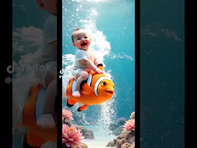 Happy baby and Nemo 😅