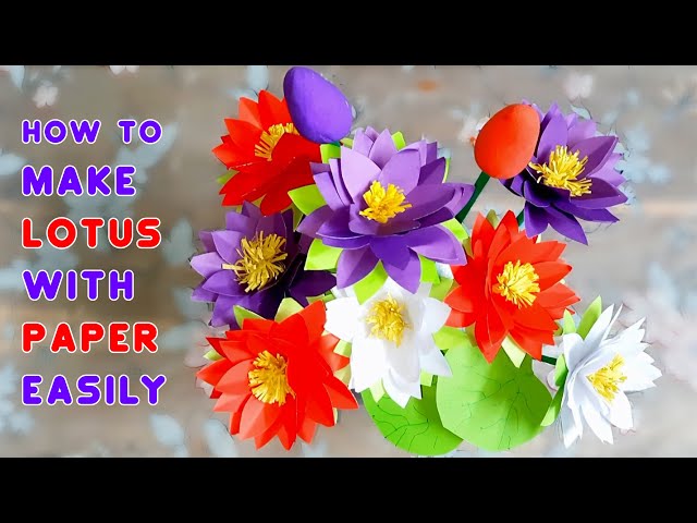 How to make lotus with paper X Paper Lotus Flower X Flower bouquet X Paper craft