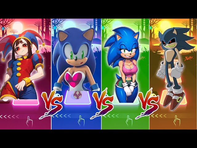 Pomni Monster vs Sonica Female EXE vs Sonica Amy EXE vs Dark Sonic EXE Tiles Hop