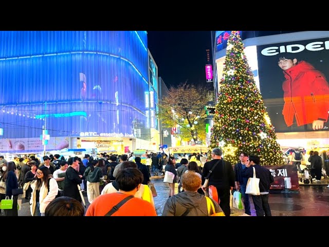 Myeoungdong Tour 2024 Christmas Seoul Korea |Seoul Street Evening Wall Myeoungdong