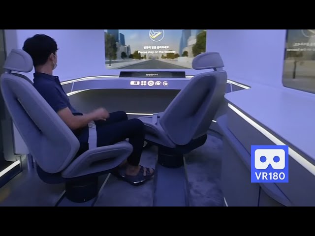 3D 180VR 4K Ride the car of the future Full Autonomous Vehicle Shopping, Eating, Relaxing at the Car