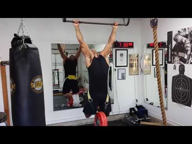 14 consecutive pull-ups with 100 lbs in 32 seconds