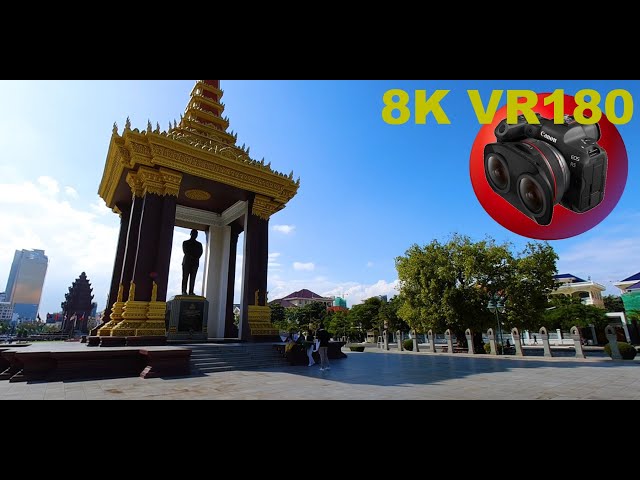 STATUE OF SIHANOUK NORODOM former king Phnom Penh Cambodia 8K 4K VR180 3D (Travel Videos ASMR Music)