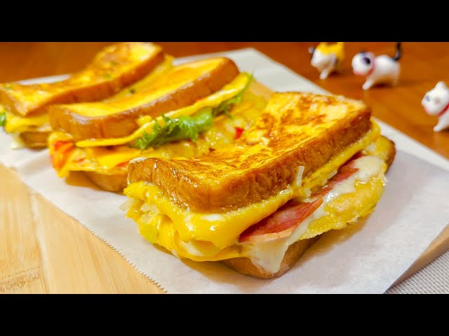 One Pan Egg Toast | 5 minutes Quick Breakfast! 3 Ways to make Simple and Healthy Sandwich!