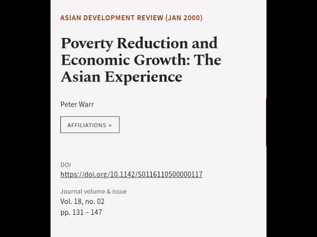 Poverty Reduction and Economic Growth: The Asian Experience | RTCL.TV