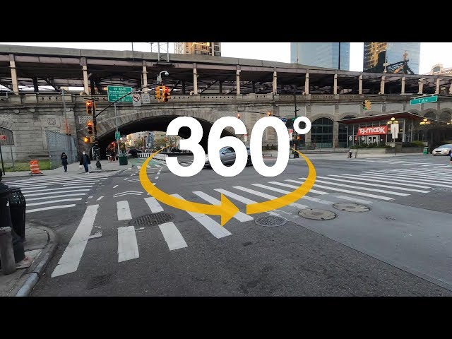 360° Drive on Ed Koch Queensboro Bridge Outer Roadway with View of Manhattan Skyline