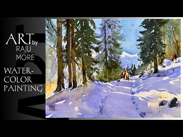 Winter Watercolor Landscape for Beginners: Step-by-Step Demo I Easy Watercolor Painting I