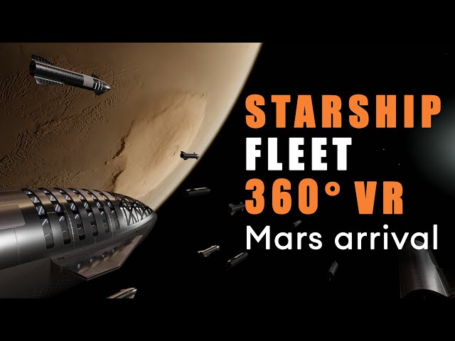 SpaceX Starship fleet Mars arriving 360 VR animation