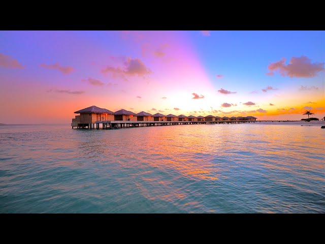 Rainbow Sunset & Ocean Waves in Maldives 4K ULTRA HD