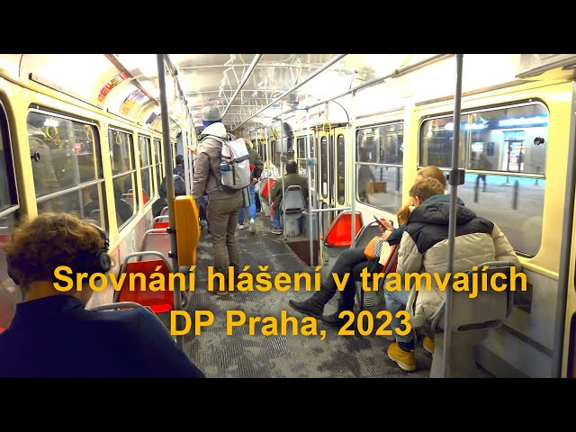 Srovnání hlášení zastávek v pražských tramvajích: staré, nové, z linky 23.