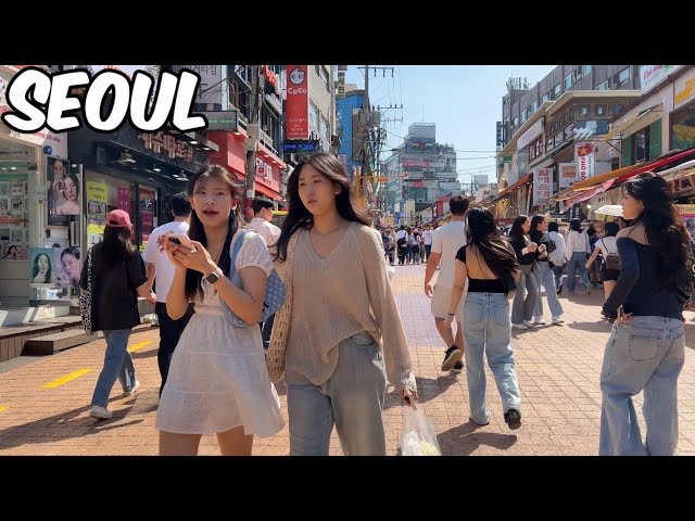 Hongdae Street Walking tour. Seoul City Korea 4k City Tour