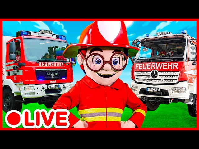 🔴 LIVE | FIREMEN, FIRE TRUCKS AND CARS 🧑‍🚒 Kids Pretend To Play Compilation