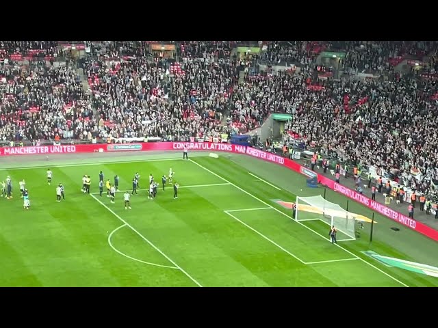 Newcastle fans at full time cheering their team off the pitch vs Manchester United