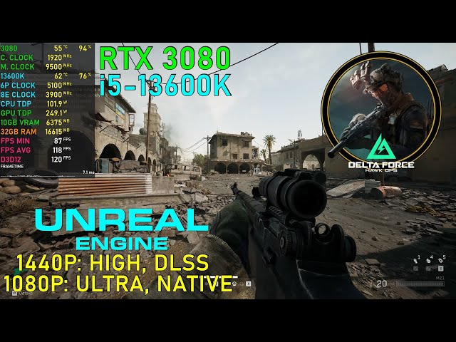 Delta Force Black Hawk Down: RTX 3080 - 13600K | 1080P - 1440P [UE 5]