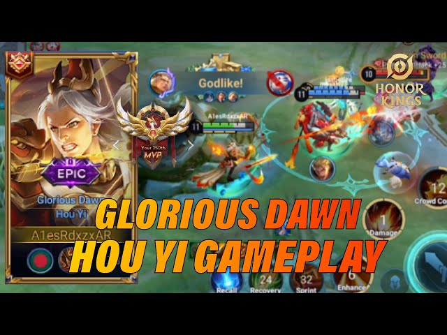 Hou Yi Glorious Dawn MVP Gameplay - Insane Damage! | Honor of Kings