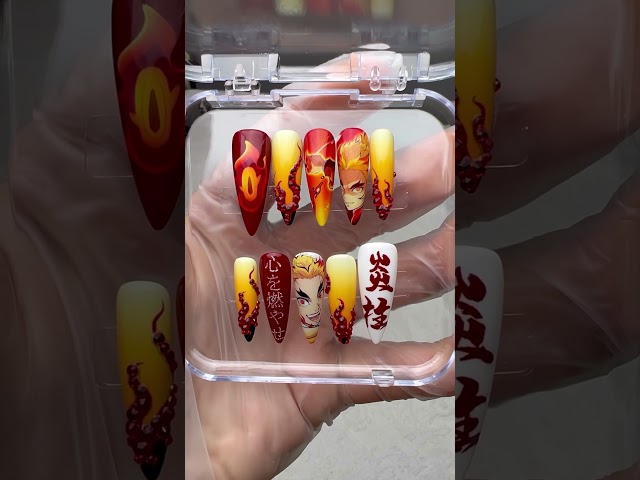 If you're a Demon Slayer fan, these nails NEED to be in your life. 🔥💚