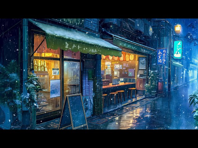 Ramen Snowy Night 🍜 Pluviophile Lofi 🍜 Rainy Lofi Songs To Listen While Enjoying The Ramen Bowl