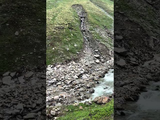 Secret Glacier Stream in Buran Ghati ❄️🏔️ #Shorts #mountains #buran #glacier #ice #snow #trending