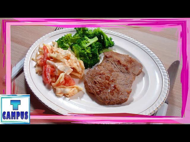 Beef Steak with Broccoli and Salad | How to Make Food Recipe