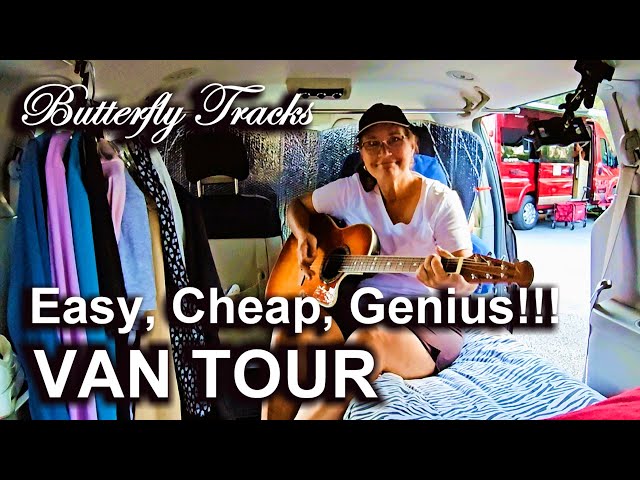 Butterfly Tracks VAN TOUR. Easy, Cheap, Genius, Dodge Grand Caravan Camper!